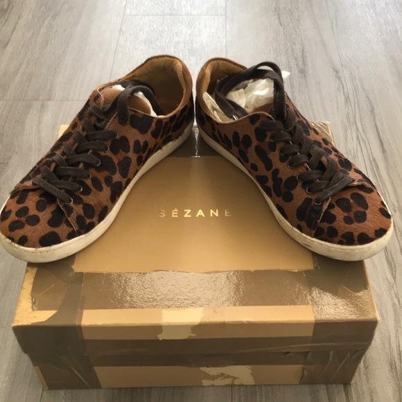 🤎 Sezane Leopard Print Jack Sneaker Size 38 - Picture 11 of 17